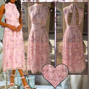 READY FEB Lulus Happily Sweet Floral Ruffle Midi-Dress Size S